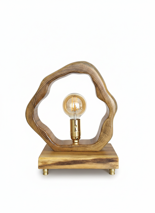 Veioză handmade creată din lemn de salcam masiv